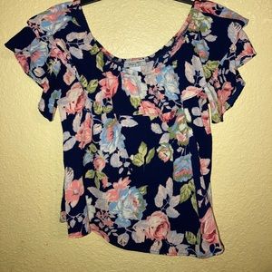 Flowered off the shoulder shirt